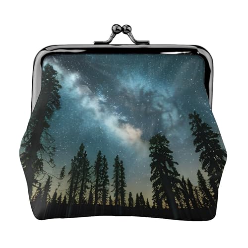 Night Sky with Trees Print Stylish unique Coin Purse Cute Mini Wallet with Kiss Lock Waterproof for Coins von YANYU