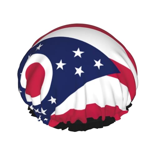 Ohio Zustand Flagge Druck Große Größe Wasserdichte Dusche Kappe Für Frauen Und Männer Wiederverwendbare Leichte Weiche Hut von YANYU