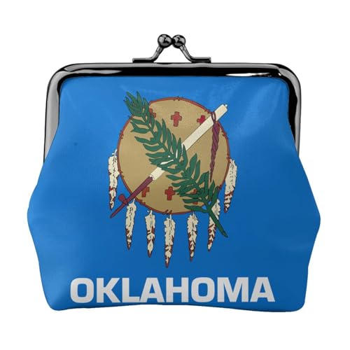 Oklahoma Staatsflaggen-Druck, stilvolle einzigartige Münzbörse, niedliche Mini-Geldbörse mit Kussschloss, wasserdicht für Münzen von YANYU