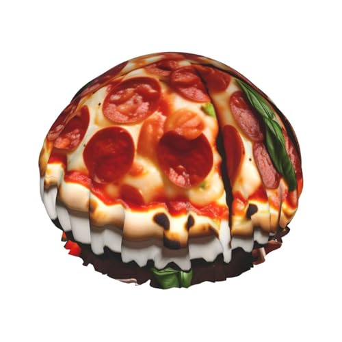 Pizza Lebensmittel Druck Große Größe Wasserdichte Dusche Kappe Für Frauen Und Männer Wiederverwendbare Leichte Weiche Hut von YANYU