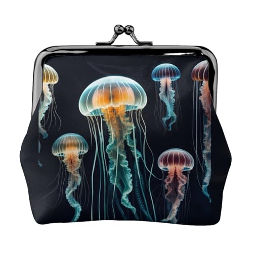 Quallen-Ozean-Druck, stilvolle einzigartige Münzbörse, niedliche Mini-Geldbörse mit Kussschloss, wasserdicht für Münzen von YANYU