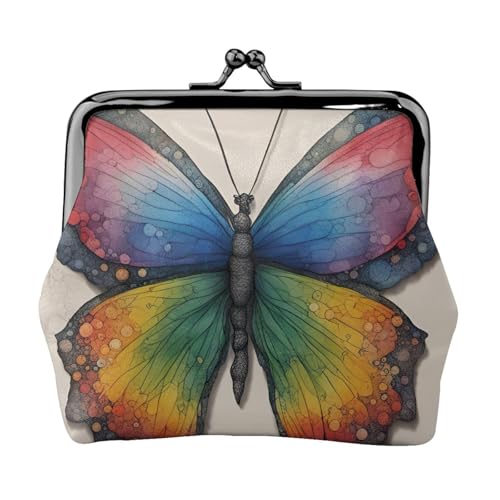 Regenbogen-Schmetterling-Druck, stilvolle einzigartige Münzbörse, niedliche Mini-Geldbörse mit Kussschloss, wasserdicht für Münzen von YANYU