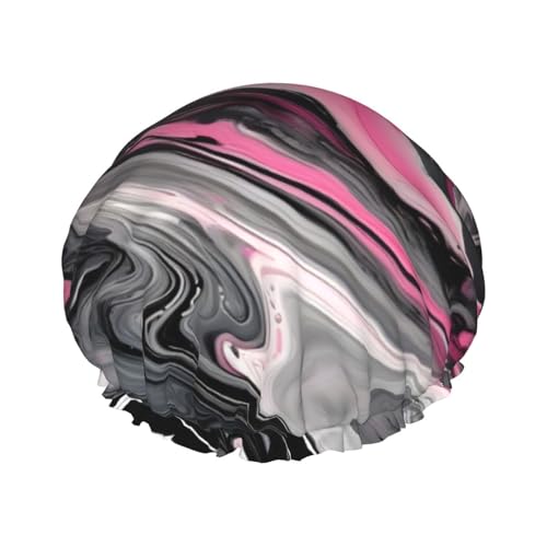 Rosa Abstrakte Marmor Grau Kunstdruck Große Größe Wasserdichte Duschhaube Für Frauen Und Männer Wiederverwendbare Leichte Weiche Hut von YANYU