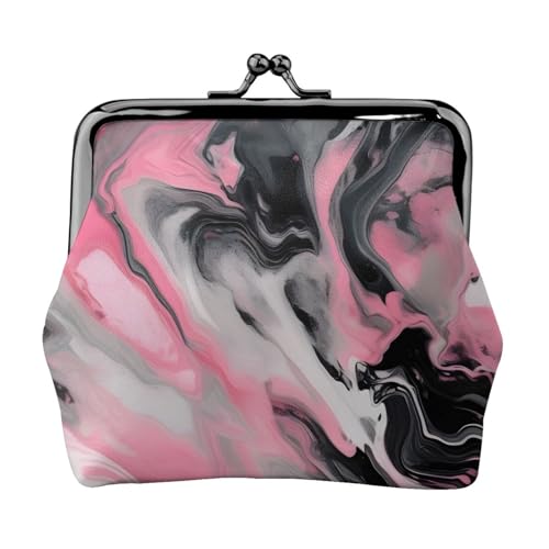 Rosa abstrakte Tinte Marmor grau künstlerischer Druck Stilvolle einzigartige Münzbörse niedliche Mini-Geldbörse mit Kussschloss wasserdicht für Münzen von YANYU
