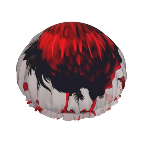 Rotes Huhn Druck Große Größe Wasserdichte Dusche Kappe Für Frauen Und Männer Wiederverwendbare Leichte Weiche Hut von YANYU