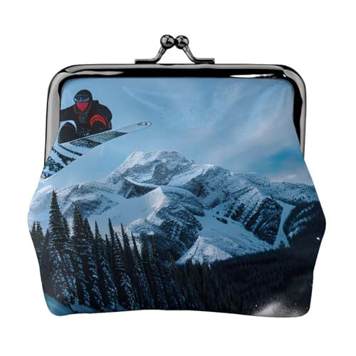 Snowboard-Druck, stilvolle einzigartige Münzbörse, niedliche Mini-Geldbörse mit Kussschloss, wasserdicht für Münzen von YANYU