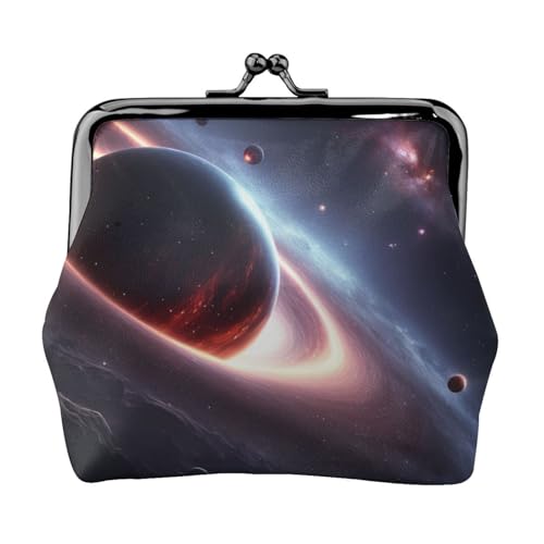 Stilvolle einzigartige Münzbörse mit Galaxie-Planeten-Druck, niedlich, Mini-Geldbörse mit Kussschloss, wasserdicht für Münzen von YANYU