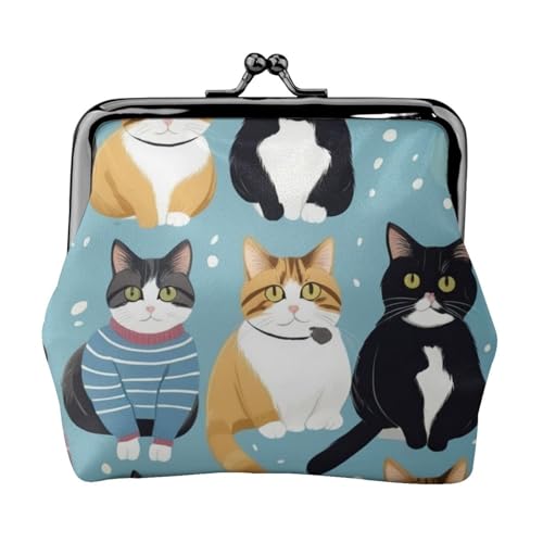 Stilvolle einzigartige Münzbörse mit Katzendruck, niedlich, Mini-Geldbörse mit Kussschloss, wasserdicht für Münzen von YANYU