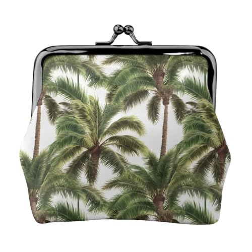 Stilvolle einzigartige Münzbörse mit Palmen-Druck, niedlich, Mini-Geldbörse mit Kussschloss, wasserdicht für Münzen von YANYU