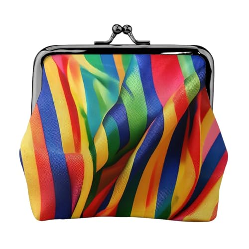Stilvolle einzigartige Münzgeldbörse mit Regenbogenfarben-Streifendruck, niedliche Mini-Geldbörse mit Kussverschluss, wasserdicht für Münzen von YANYU