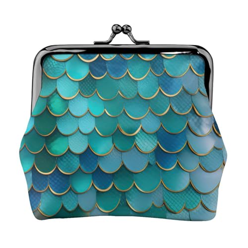 Stilvolle und einzigartige Meerjungfrau Schuppenmuster Geldbörse mit Kussverschluss, wasserdichte Münzbörse von YANYU