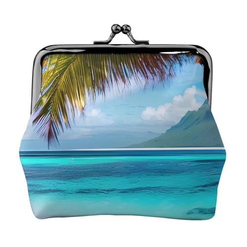 Tahiti Beach Print Stilvolle einzigartige Münzbörse niedliche Mini-Geldbörse mit Kussschloss, wasserdicht für Münzen von YANYU