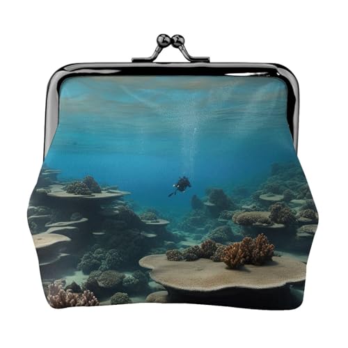 Unterwasser-Ozeanblick-Druck, stilvolle einzigartige Münzbörse, niedliche Mini-Geldbörse mit Kussschloss, wasserdicht für Münzen von YANYU