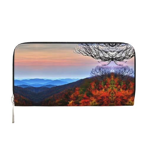 YANYU Blue Ridge Geldbörse mit Berg-Aufdruck, Leder, Clutch, für Damen, Freizeit und Reisen, für alle Anlässe, Schwarz, Einheitsgröße, Kunst von YANYU