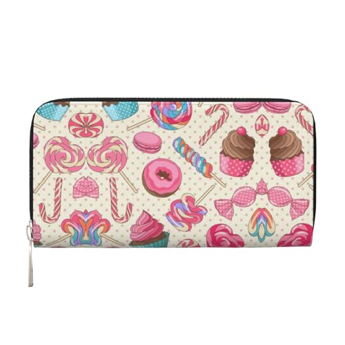 YANYU Bunte Geldbörse aus Leder mit süßem Lutscher-Motiv und Cupcake-Donut-Druck, für Damen, Freizeit und Reisen, für alle Anlässe, Schwarz, Einheitsgröße, Kunst YANYU Bunte Geldbörse aus Leder mit süßem Lutscher-Motiv und Cupcake-Donut-Druck, für Damen, Freizeit und Reisen, für alle Anlässe, Schwarz, Einheitsgröße, Kunst von YANYU