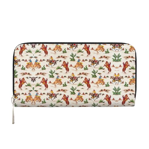 YANYU Cowboy Ride Horse Print Leder Hand Geldbörse Clutch für Damen Freizeit und Reisen Verwendung alle Gelegenheiten Geldbörse, Schwarz, Einheitsgröße, Kunst von YANYU
