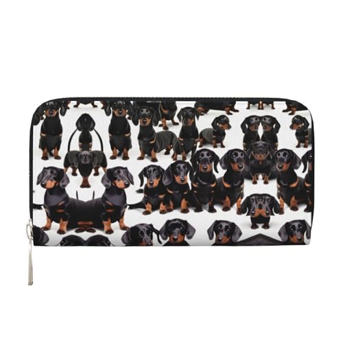 YANYU Dackel-Weiner Haustier-Hunde-Aufdruck, Leder-Handbrieftasche, Clutch für Damen, Freizeit und Reisen, für alle Anlässe, Schwarz, Einheitsgröße, Kunst YANYU Dackel-Weiner Haustier-Hunde-Aufdruck, Leder-Handbrieftasche, Clutch für Damen, Freizeit und Reisen, für alle Anlässe, Schwarz, Einheitsgröße, Kunst von YANYU