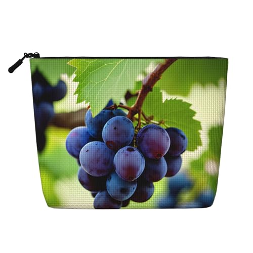 YANYU Einlagige Make-up-Tasche, wasserdicht, Reise-Kosmetik-Organizer, großes Fassungsvermögen, Trauben-Aufdruck, Schwarz, Einheitsgröße von YANYU
