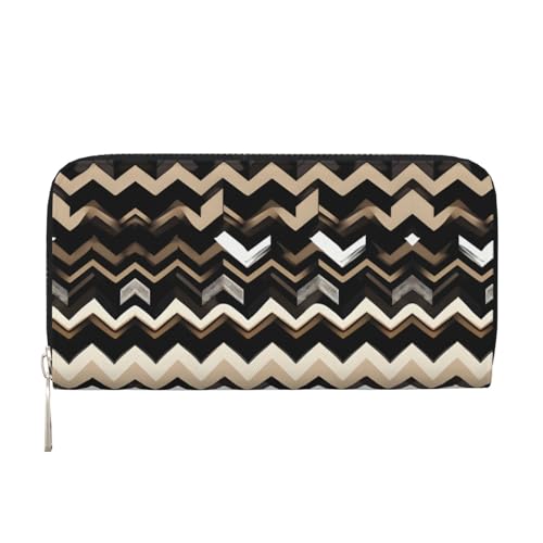 YANYU Geldbörse aus Leder, Zickzack-Druck, für Damen, für Freizeit und Reisen, für alle Gelegenheiten, Schwarz / Weiß, Schwarz, Einheitsgröße, Kunst von YANYU