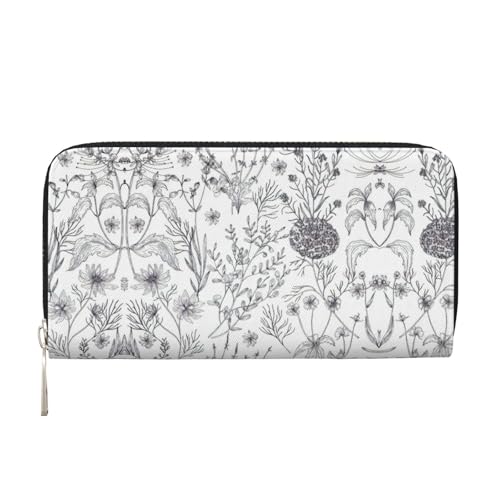 YANYU Geldbörse aus Leder mit Blumen- und Kräuterpflanzen-Druck, für Damen, Freizeit und Reisen, für alle Anlässe, Schwarz, Einheitsgröße, Kunst YANYU Geldbörse aus Leder mit Blumen- und Kräuterpflanzen-Druck, für Damen, Freizeit und Reisen, für alle Anlässe, Schwarz, Einheitsgröße, Kunst von YANYU