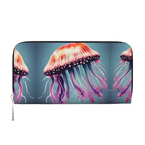 YANYU Geldbörse aus Leder mit Quallen-Druck, Clutch, für Damen, Freizeit und Reisen, für alle Anlässe, Schwarz, Einheitsgröße, Kunst YANYU Geldbörse aus Leder mit Quallen-Druck, Clutch, für Damen, Freizeit und Reisen, für alle Anlässe, Schwarz, Einheitsgröße, Kunst von YANYU
