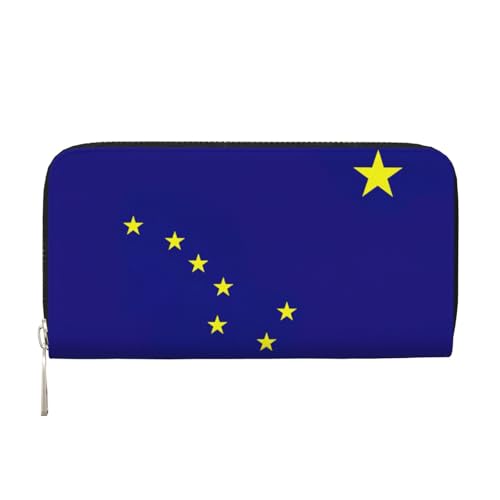 YANYU Geldbörse mit Alaska-Staatsflaggen-Druck, Leder, für Damen, Freizeit und Reisen, für alle Anlässe, Schwarz, Einheitsgröße, Kunst YANYU Geldbörse mit Alaska-Staatsflaggen-Druck, Leder, für Damen, Freizeit und Reisen, für alle Anlässe, Schwarz, Einheitsgröße, Kunst von YANYU