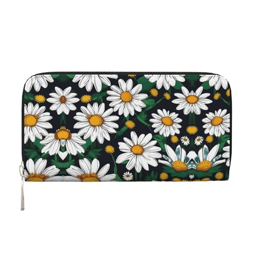 YANYU Geldbörse mit Blumenmuster und Gänseblümchen-Druck, Leder, für Damen, Freizeit und Reisen, für alle Anlässe, Schwarz, Einheitsgröße, Kunst YANYU Geldbörse mit Blumenmuster und Gänseblümchen-Druck, Leder, für Damen, Freizeit und Reisen, für alle Anlässe, Schwarz, Einheitsgröße, Kunst von YANYU