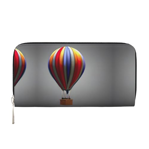 YANYU Geldbörse mit Heißluftballon-Druck, Leder, Handbrieftasche, Clutch, für Damen, Freizeit und Reisen, für alle Anlässe, Schwarz, Einheitsgröße, Kunst von YANYU