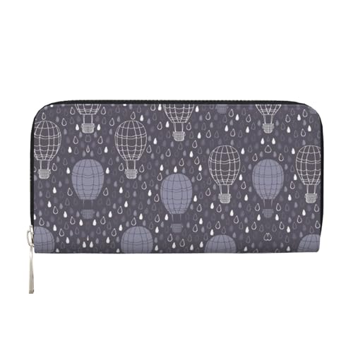 YANYU Geldbörse mit Heißluftballon-Druck, Leder, Handbrieftasche, Clutch, für Damen, Freizeit und Reisen, für alle Anlässe, Schwarz, Einheitsgröße, Kunst von YANYU