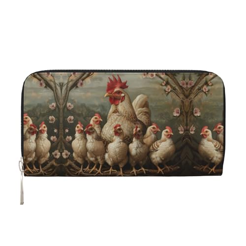 YANYU Geldbörse mit Hühnerbrut, Lederhandtasche, Clutch, für Damen, Freizeit und Reisen, für alle Anlässe, Schwarz, Einheitsgröße, Kunst von YANYU