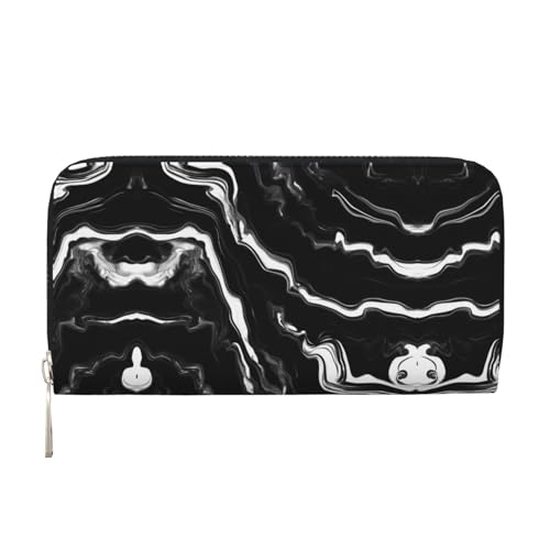 YANYU Geldbörse mit Marmor-Druck, Leder, Handgeldbörse für Damen, Freizeit und Reisen, für alle Gelegenheiten, Schwarz / Weiß, Schwarz, Einheitsgröße, Kunst von YANYU