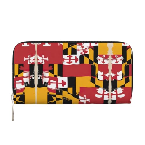 YANYU Geldbörse mit Maryland-Flaggen-Druck, Leder, Handbrieftasche für Damen, Freizeit und Reisen, für alle Anlässe, Schwarz, Einheitsgröße, Kunst YANYU Geldbörse mit Maryland-Flaggen-Druck, Leder, Handbrieftasche für Damen, Freizeit und Reisen, für alle Anlässe, Schwarz, Einheitsgröße, Kunst von YANYU
