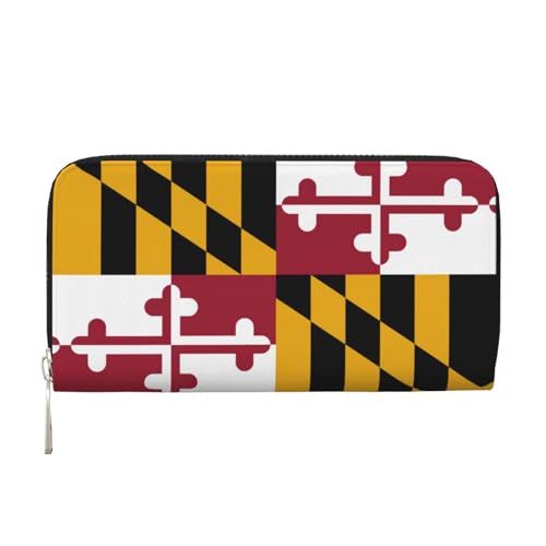 YANYU Geldbörse mit Maryland-Staatsflaggen-Druck, Leder-Handbrieftasche für Damen, Freizeit und Reisen, für alle Anlässe, Schwarz, Einheitsgröße, Kunst YANYU Geldbörse mit Maryland-Staatsflaggen-Druck, Leder-Handbrieftasche für Damen, Freizeit und Reisen, für alle Anlässe, Schwarz, Einheitsgröße, Kunst von YANYU