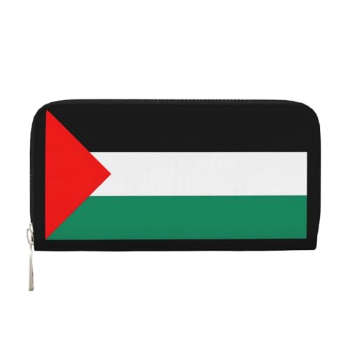 YANYU Geldbörse mit Palästina-Flagge, Leder, Handgeldbörse für Damen, Freizeit und Reisen, für alle Anlässe, Schwarz, Einheitsgröße, Kunst von YANYU