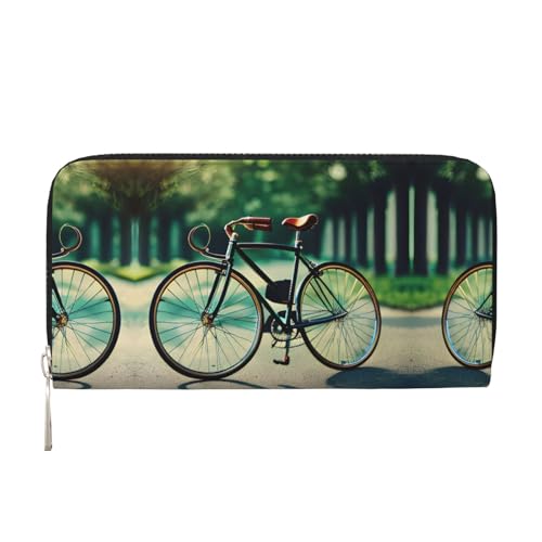 YANYU Geldbörse mit Retro-Fahrradaufdruck, Lederhandtasche, Clutch für Damen, Freizeit und Reisen, für alle Anlässe, Schwarz, Einheitsgröße, Kunst von YANYU