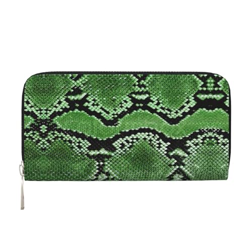 YANYU Geldbörse mit Schlangenleder-Druck, für Damen, für Freizeit und Reisen, für alle Gelegenheiten, Grün, Schwarz, Einheitsgröße, Kunst von YANYU