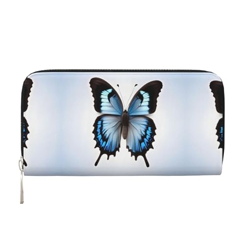 YANYU Geldbörse mit Schmetterlings-Aufdruck, Leder, Clutch, für Damen, Freizeit und Reisen, für alle Gelegenheiten, Blau, Schwarz, Einheitsgröße, Kunst YANYU Geldbörse mit Schmetterlings-Aufdruck, Leder, Clutch, für Damen, Freizeit und Reisen, für alle Gelegenheiten, Blau, Schwarz, Einheitsgröße, Kunst von YANYU