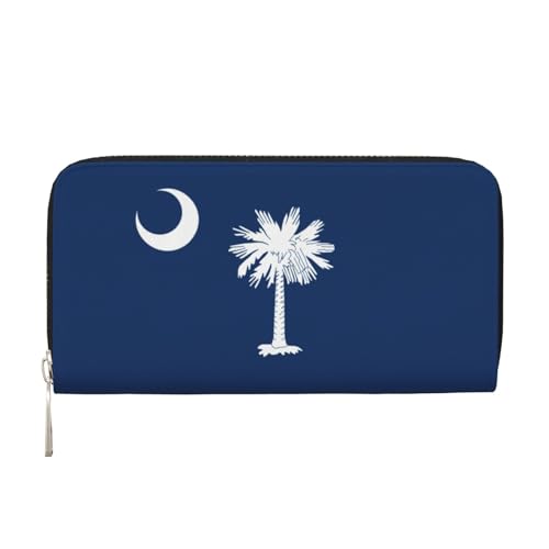 YANYU Geldbörse mit South Carolina-Flaggen-Druck, Leder, Handbrieftasche für Damen, Freizeit und Reisen, für alle Anlässe, Schwarz, Einheitsgröße, Kunst von YANYU