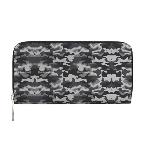 YANYU Geldbörse mit abstraktem Camouflage-Druck, Leder, für Damen, Freizeit und Reisen, für alle Anlässe, Schwarz, Einheitsgröße, Kunst von YANYU