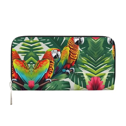 YANYU Geldbörse mit tropischem Blumen- und Papageien-Druck, Leder, für Damen, Freizeit und Reisen, für alle Anlässe, Schwarz, Einheitsgröße, Kunst YANYU Geldbörse mit tropischem Blumen- und Papageien-Druck, Leder, für Damen, Freizeit und Reisen, für alle Anlässe, Schwarz, Einheitsgröße, Kunst von YANYU