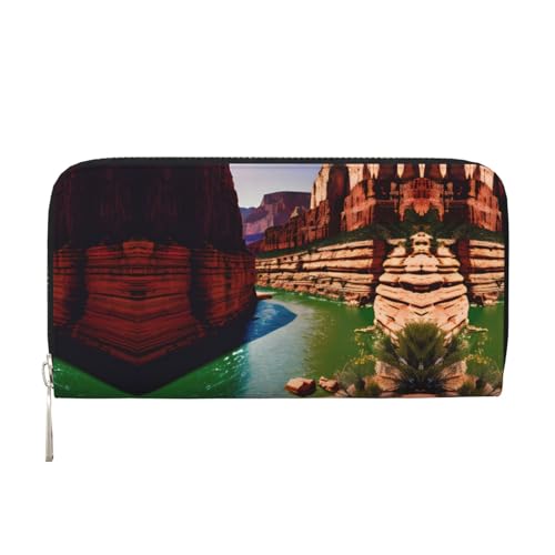 YANYU Grand Canyon Leder-Handbrieftasche für Damen, Freizeit und Reisen, für alle Anlässe, Schwarz, Einheitsgröße, Kunst von YANYU