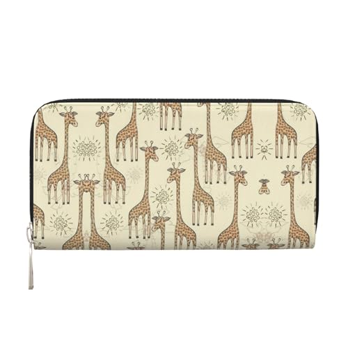 YANYU Handgezeichnete Giraffen-Druck, Leder-Handgeldbörse, Clutch für Damen, Freizeit und Reisen, für alle Anlässe, Schwarz, Einheitsgröße, Kunst von YANYU