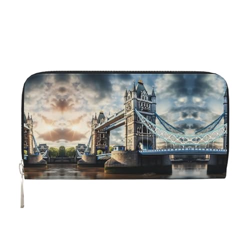 YANYU Historic Old Tower Bridge London Print Leder Hand Geldbörse Clutch für Damen Freizeit und Reisen Gebrauch alle Gelegenheiten Geldbörse, Schwarz, Einheitsgröße, Kunst von YANYU