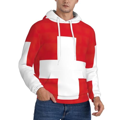 YANYU Kapuzenpullover mit Schweizer Flagge, gemütliches Baumwoll-Mischgewebe, atmungsaktiv, lässiger Stil, Schwarz, X-Small YANYU Kapuzenpullover mit Schweizer Flagge, gemütliches Baumwoll-Mischgewebe, atmungsaktiv, lässiger Stil, Schwarz, X-Small von YANYU