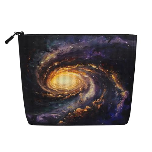 YANYU Kosmetiktasche mit Galaxie-Druck, einlagig, wasserdicht, Reise-Kosmetik-Organizer, großes Fassungsvermögen, Schwarz, Einheitsgröße von YANYU