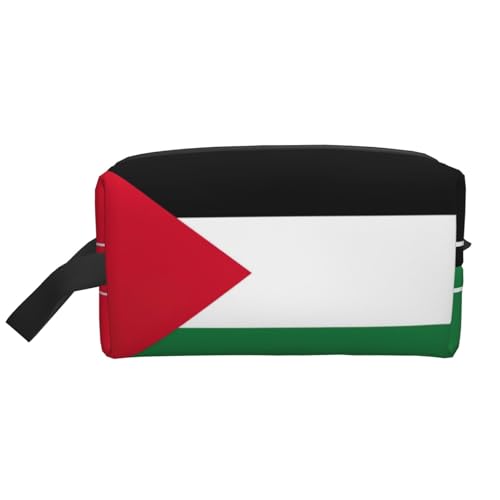 YANYU Kulturbeutel mit Palästina-Flagge, Reißverschluss, Aufbewahrungstaschen mit Griffen, tragbarer Kosmetik-Organizer, Weiss/opulenter Garten, Einheitsgröße von YANYU