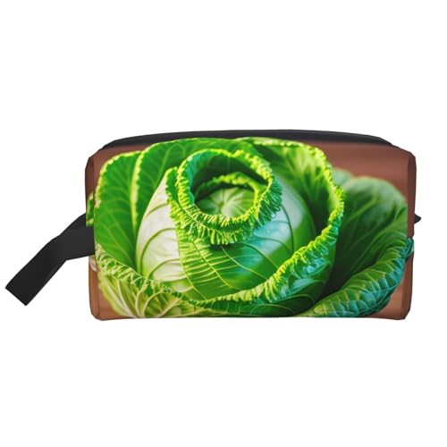 YANYU Kulturbeutel mit Reißverschluss und Griffen, mit hellem Kohldruck, tragbarer Kosmetik-Organizer, Weiss/opulenter Garten, Einheitsgröße von YANYU