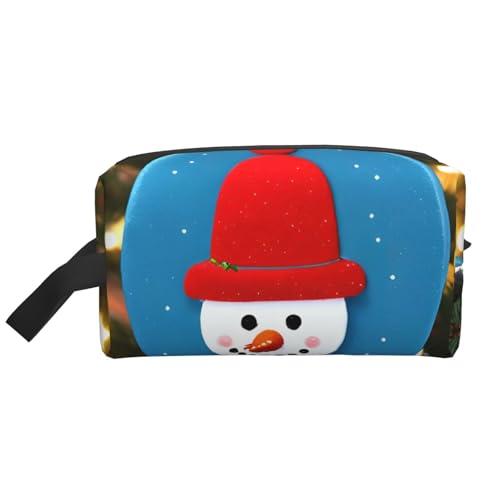 YANYU Kulturbeutel mit Weihnachtsmotiv und Schneemann-Druck, mit Reißverschluss, Aufbewahrungstasche mit Griffen, tragbarer Kosmetik-Organizer, Weiss/opulenter Garten, Einheitsgröße von YANYU