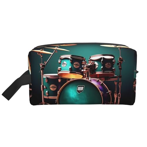 YANYU Kulturbeutel mit coolem Schlagzeug-Design, mit Reißverschluss, mit Griffen, tragbarer Kosmetik-Organizer, Weiss/opulenter Garten, Einheitsgröße von YANYU
