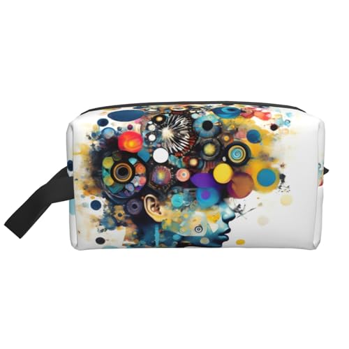 YANYU Kulturbeutel mit künstlicher Intelligenz, Gehirndruck, mit Reißverschluss, Aufbewahrungstasche mit Griffen, tragbarer Kosmetik-Organizer, Weiss/opulenter Garten, Einheitsgröße von YANYU